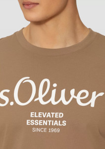Футболка T-shirt à logo imprimé 2139909.84D1 s.Oliver L Коричневий 2139909.84D1