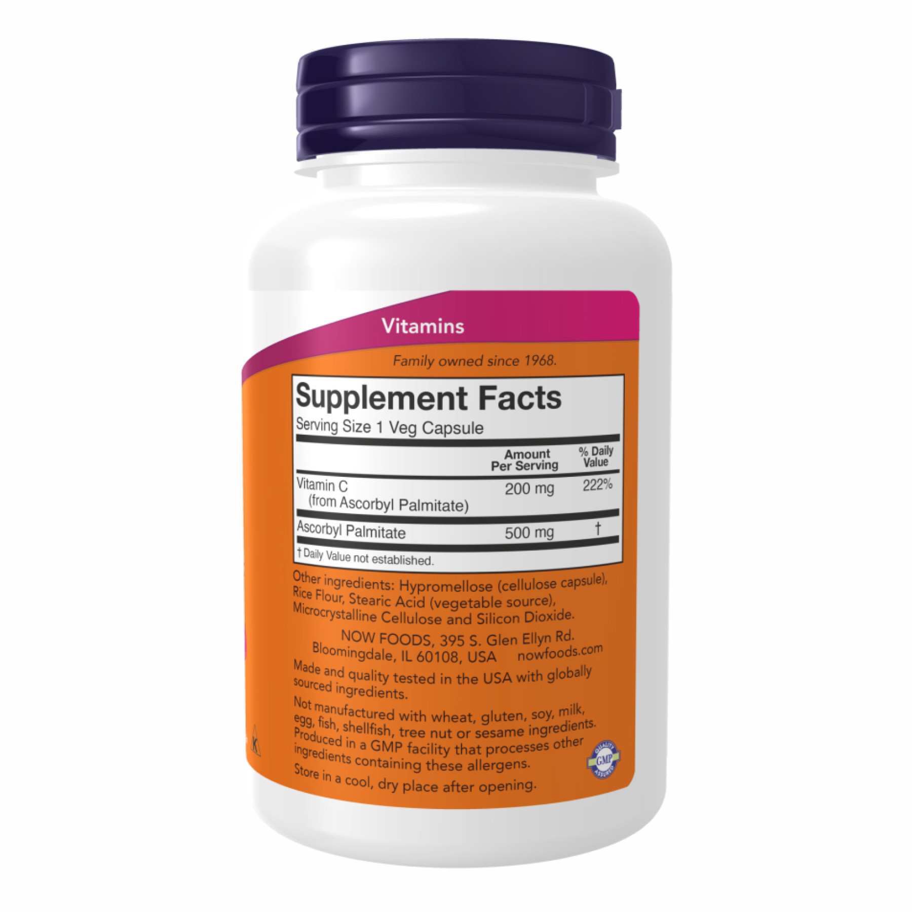 Таблетки Ascorbyl Palmitate 500 mg - 100 vcaps 2022-10-2569