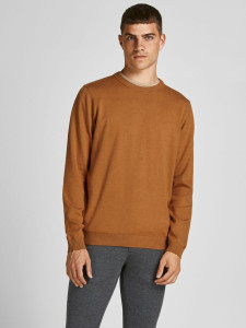 Пуловер JJEBASIC KNIT CREW NECK NOOS 12137190-Umber Jack&Jones S Коричневий 12137190-UMBER-DETAIL:TWI