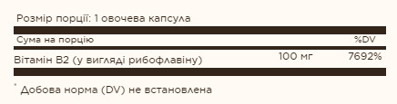 Капсули Vitamin B2 100 mg (Riboflavin) - 100 Vcaps 2022-10-0756