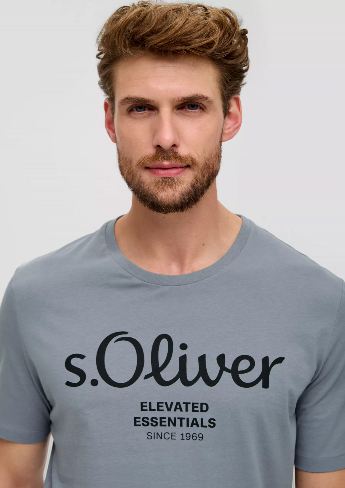 Футболка T-shirt à logo imprimé 2139909.95D1 s.Oliver L Сірий 2139909.95D1