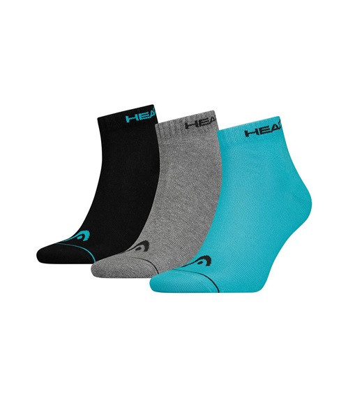 Шкарпетки Head QUARTER 3P UNISEX блакитний, сірий, чорний Уні 35-38 761011001-010