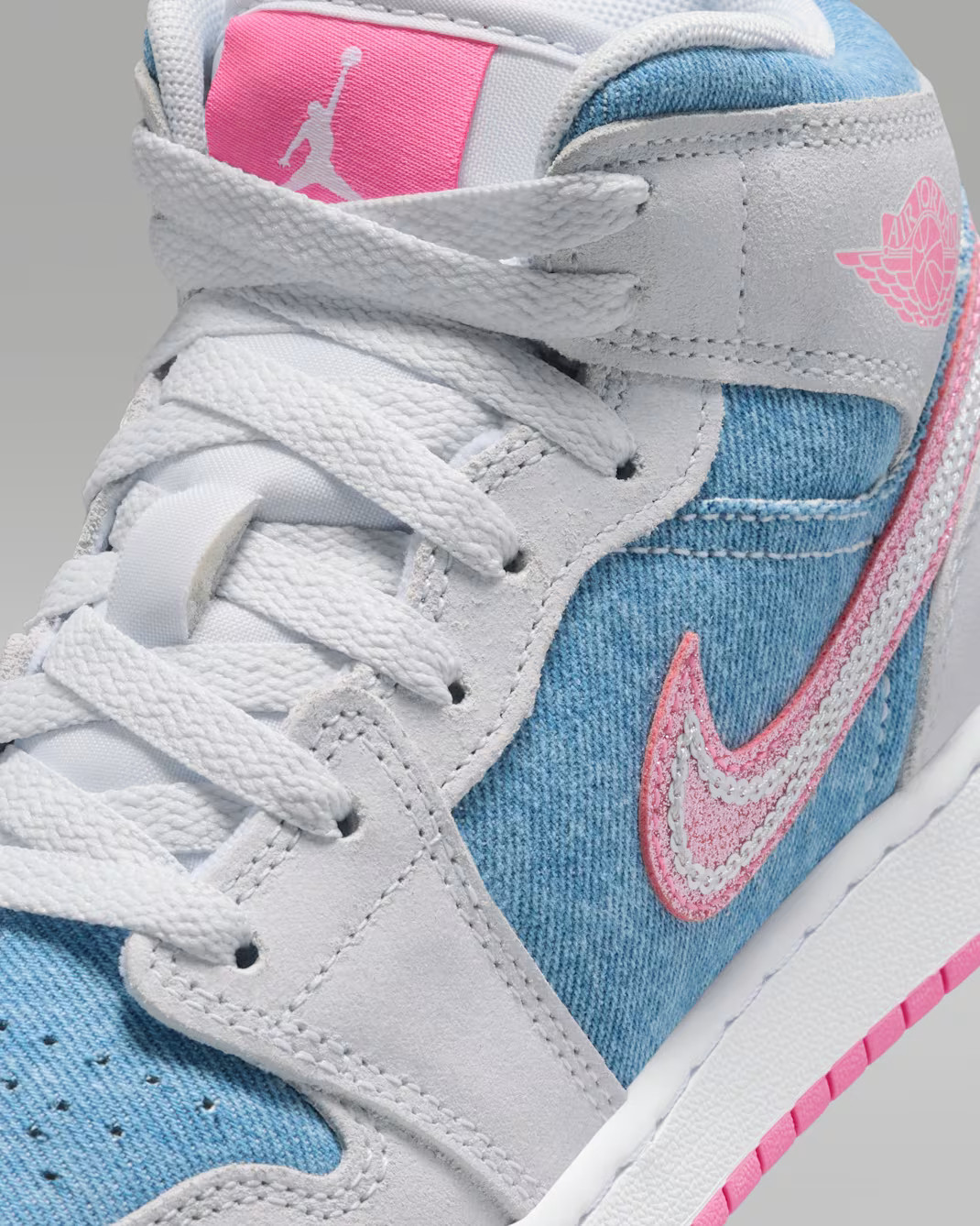 Кросівки дитячі Air Jordan 1 Mid Se (Gs) Grey/Blue HQ1999-400