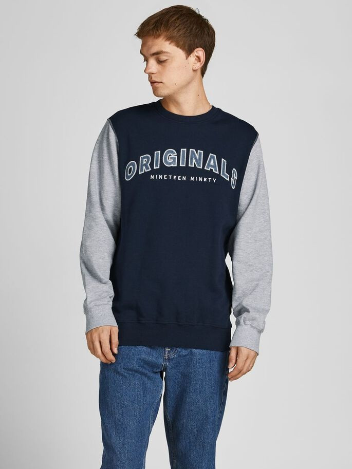 Світшот JORREWORKED SWEAT CREW NECK LTN 12207365-Navy Blazer-Fit:AUTHENTIC CROP Jack&Jones M Темно-с 12207365-NAVY BLAZER-FIT: