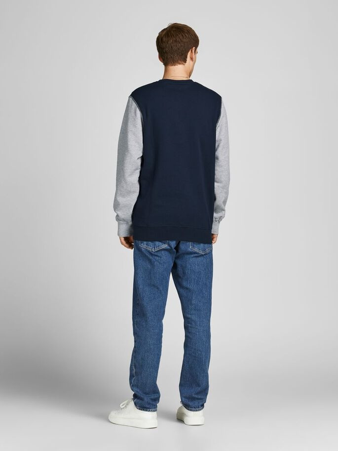 Світшот JORREWORKED SWEAT CREW NECK LTN 12207365-Navy Blazer-Fit:AUTHENTIC CROP Jack&Jones M Темно-с 12207365-NAVY BLAZER-FIT: