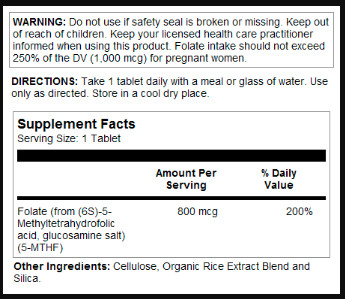 Таблетки Methyl Folate 800mcg - 90 tabs 2022-10-1014