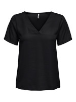 Футболка ONLAVA S/S V-NECK MIX WOVEN TOP JRS 15224916 Black ONLY S Чорний 15224916Black