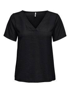 Футболка ONLAVA S/S V-NECK MIX WOVEN TOP JRS 15224916 Black ONLY S Чорний 15224916BLACK