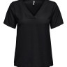 Футболка ONLAVA S/S V-NECK MIX WOVEN TOP JRS 15224916 Black ONLY S Чорний 15224916BLACK