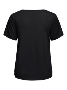 Футболка ONLAVA S/S V-NECK MIX WOVEN TOP JRS 15224916 Black ONLY S Чорний 15224916BLACK