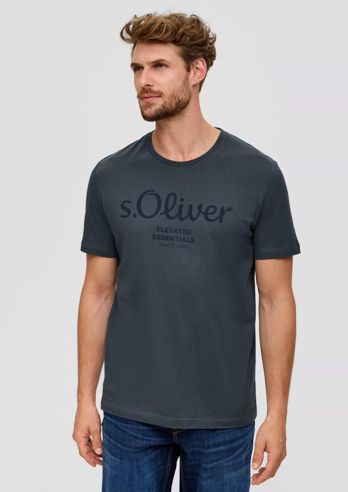 Футболка T-shirt à logo imprimé 2139909.95D2 s.Oliver L Темно-сірий 2139909.95D2