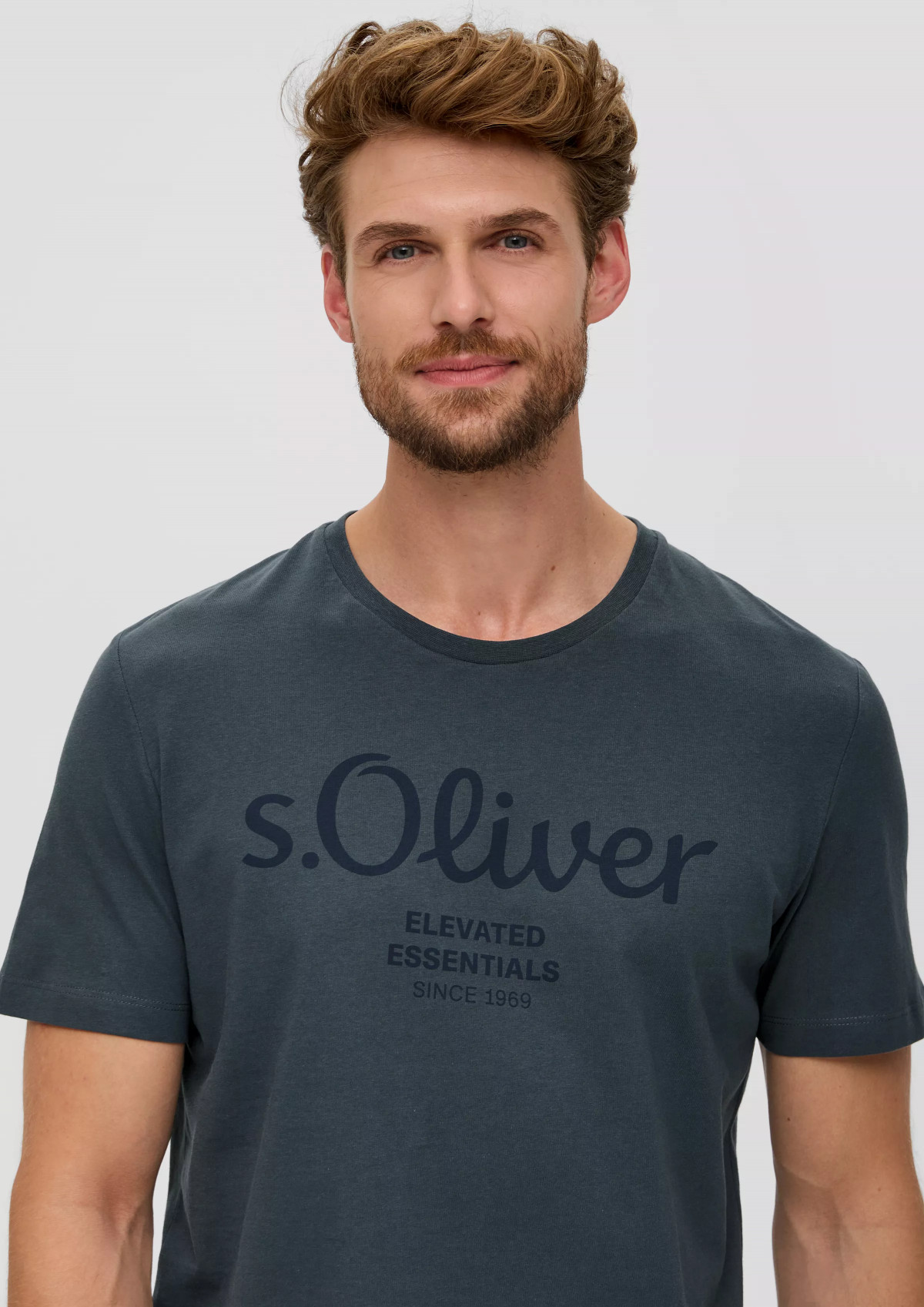 Футболка T-shirt à logo imprimé 2139909.95D2 s.Oliver L Темно-сірий 2139909.95D2
