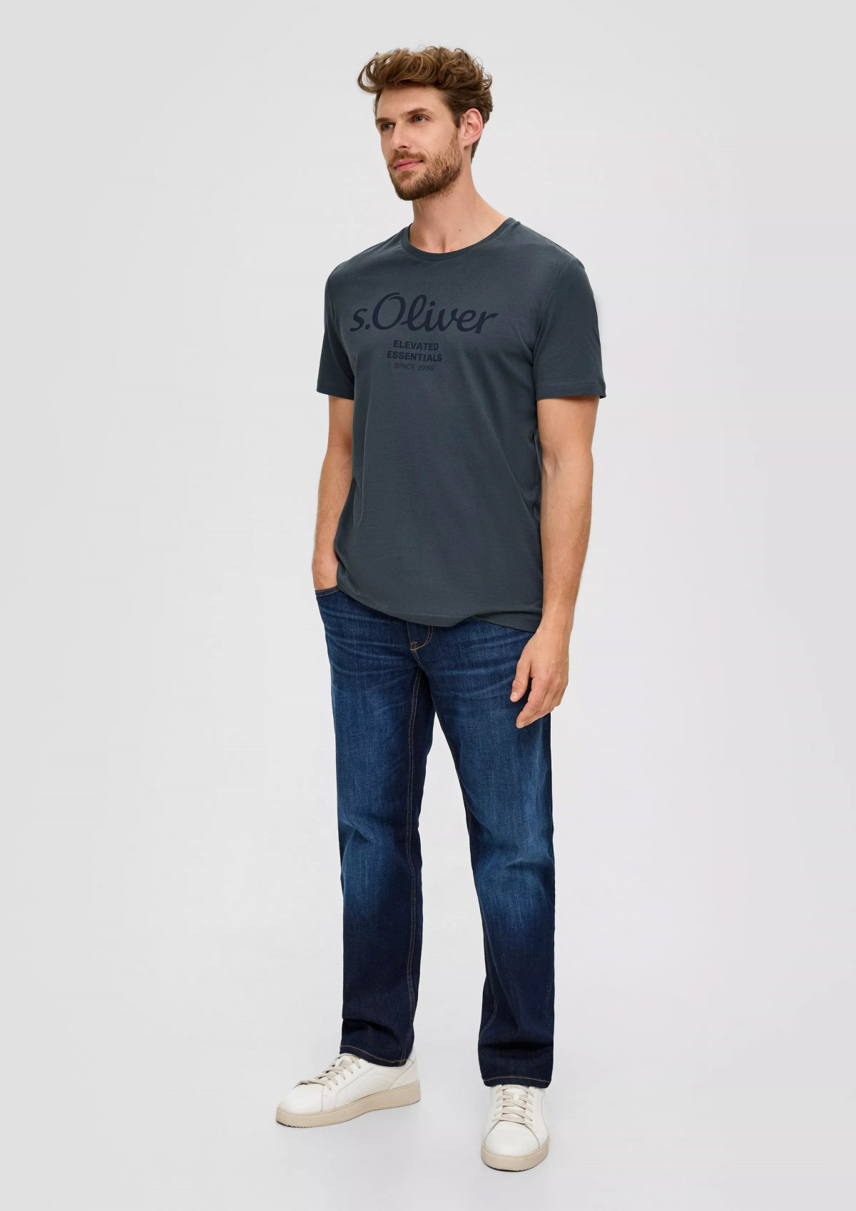 Футболка T-shirt à logo imprimé 2139909.95D2 s.Oliver L Темно-сірий 2139909.95D2