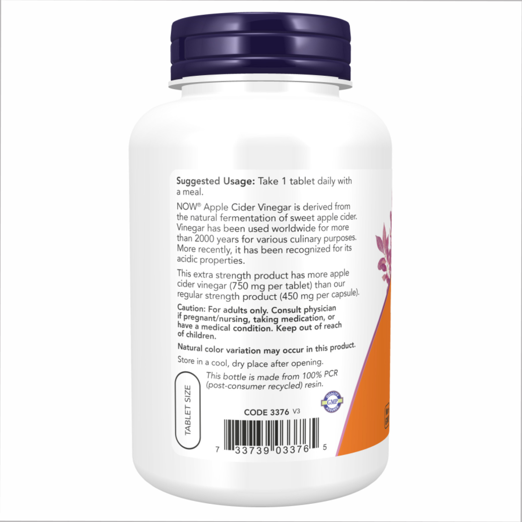 Порошок Apple Cider Vinegar 750 mg - 180 tabs 2022-10-0646