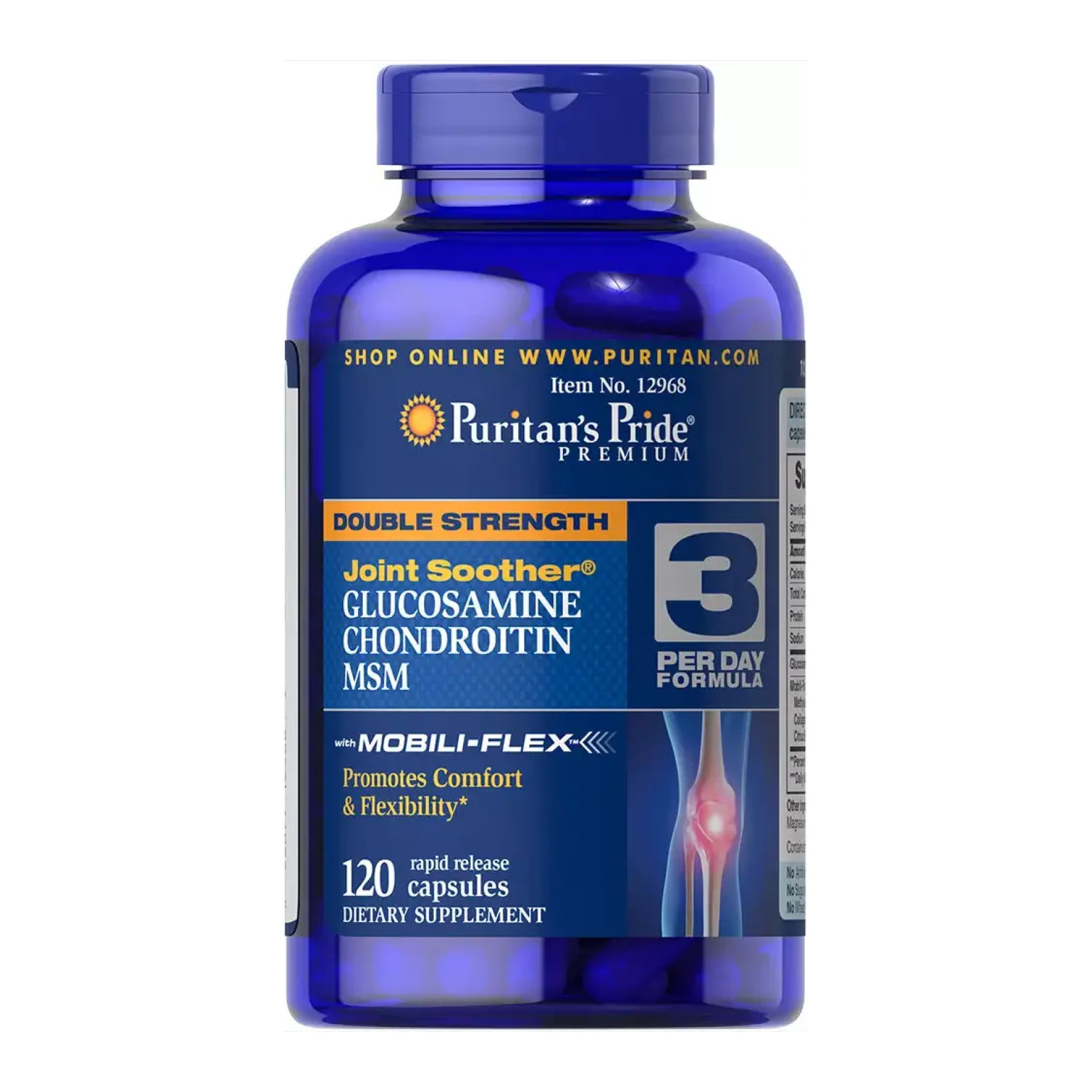 Капсули Puritans Pride Double Strength Glucosamine, Chondroitin & MSM Joint Soother® - 120 caps 2023-10-4595