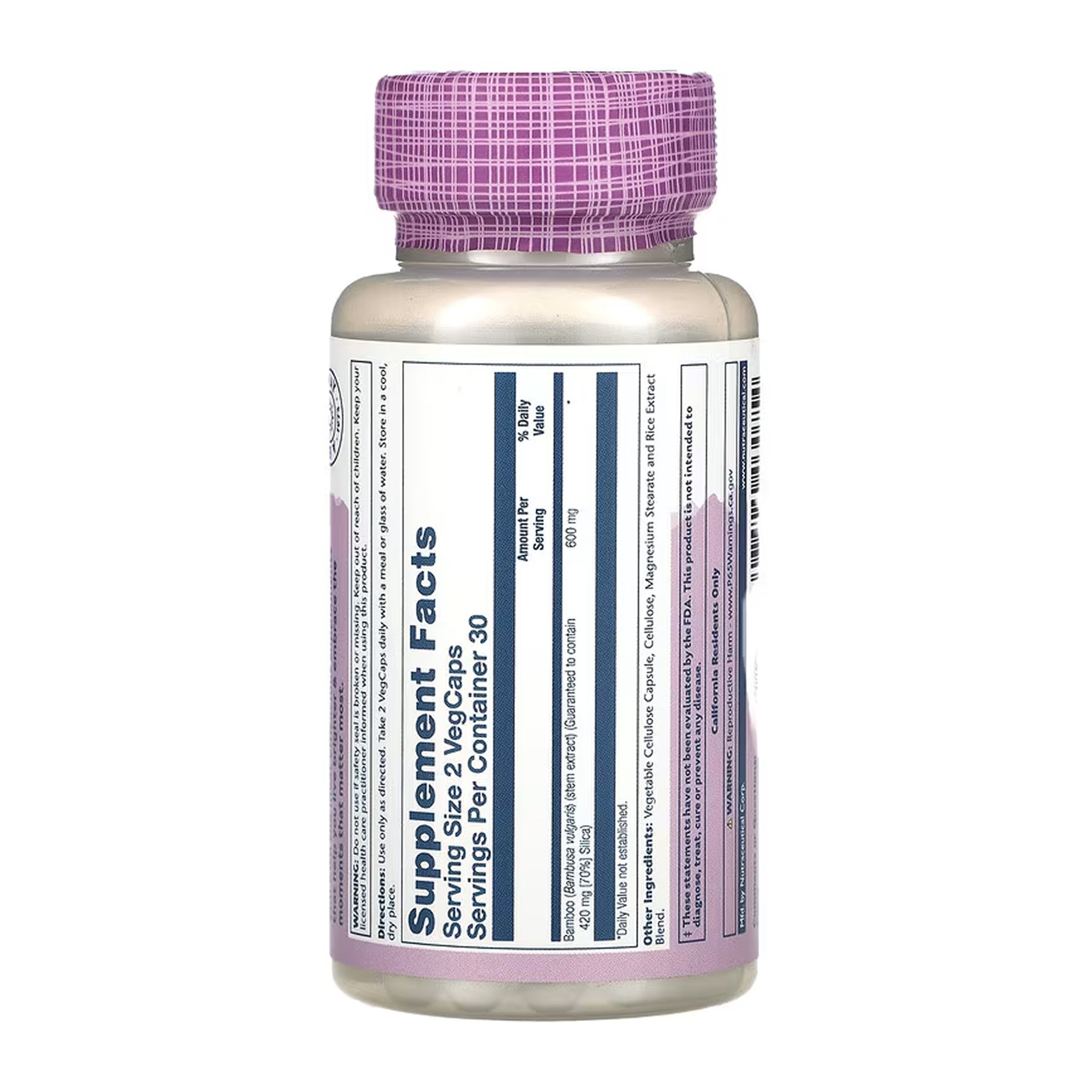 Капсули Solaray Bamboo Stem Extract 300mg - 60 vcaps 2023-10-6731