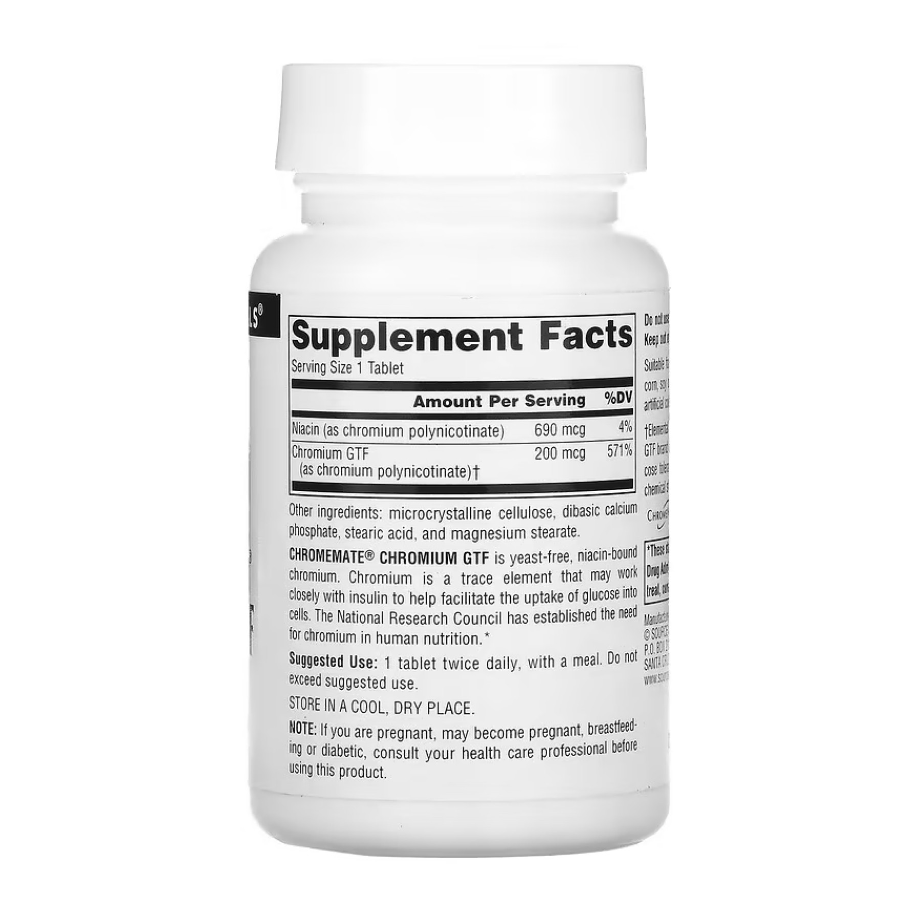 Таблетки Source Naturals ChromeMate® Chromium GTF 200 mcg, Yeast Free - 240 tabs 2023-10-5275