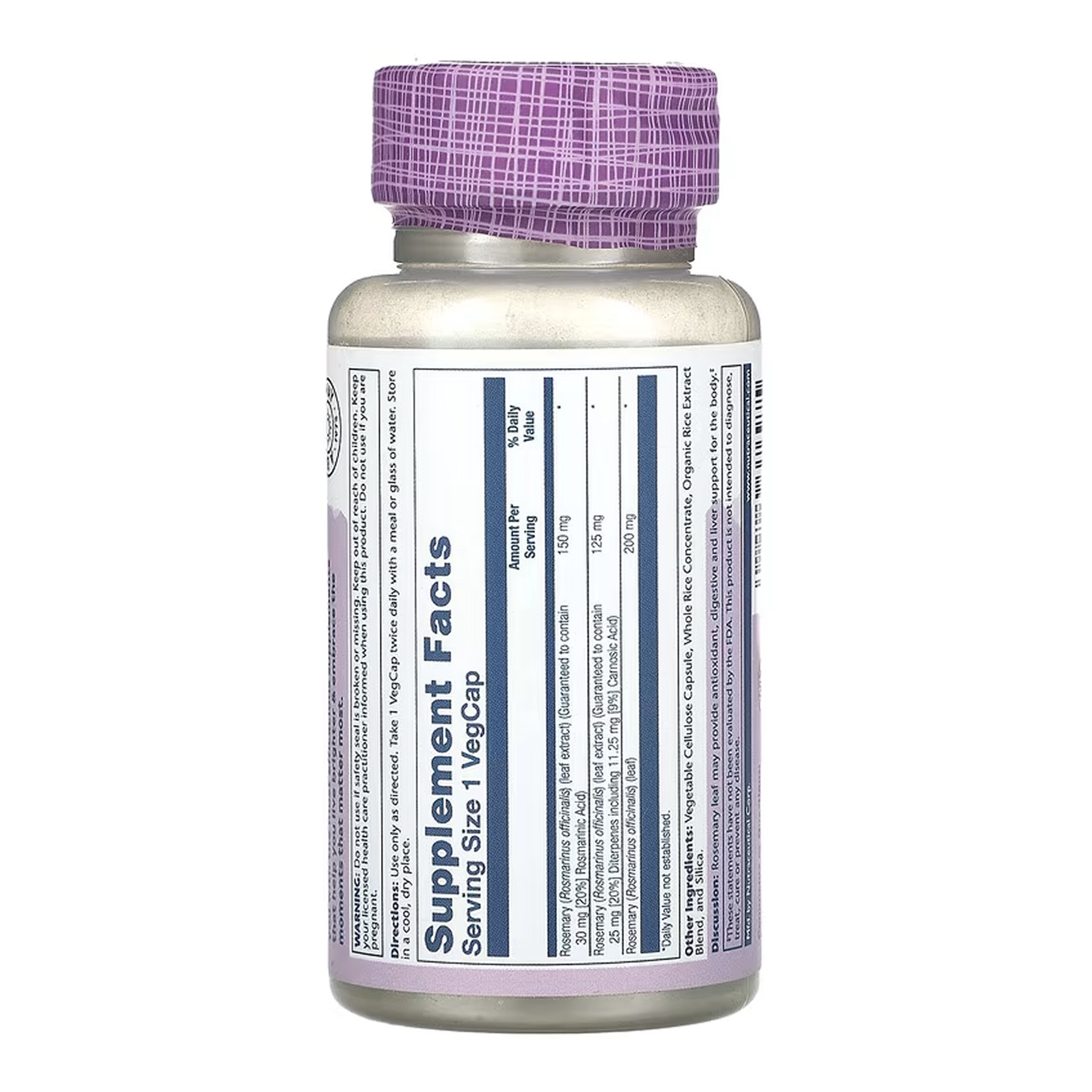 Капсули Solaray Rosemary 275mg - 45 vcaps 2023-10-6779