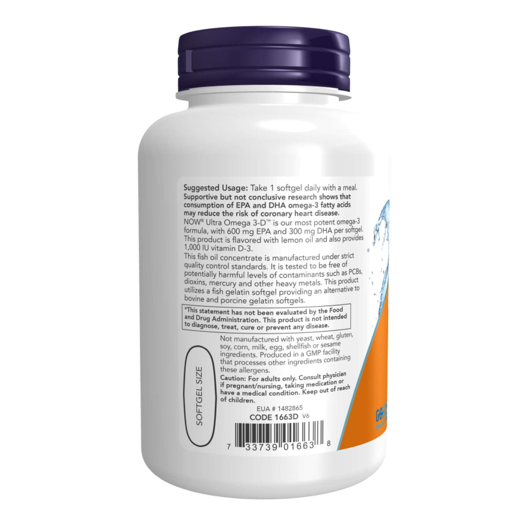 Софт гелеві капсули Ultra Omega 3-D™ Fish Oil - 180 Fish Softgels 2022-10-0410