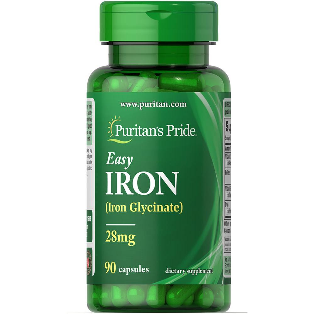 Капсули Easy Iron 28 mg (Iron Glycinate) - 90 Capsules 100-60-6282109-20
