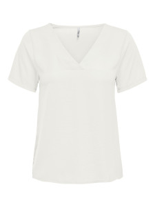 Футболка ONLAVA S/S V-NECK MIX WOVEN TOP JRS 15224916 Cloud Dancer ONLY S Білий 15224916CLOUDDANCER
