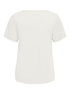 Футболка ONLAVA S/S V-NECK MIX WOVEN TOP JRS 15224916 Cloud Dancer ONLY S Білий 15224916CLOUDDANCER