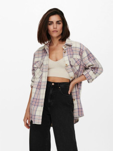 Куртка ONLVALENTINA L/S CHECK SHACKET OTW 15239157 Cloud Dancer-CHECK ONLY L Білий 15239157CLOUDDANCER-CHECK