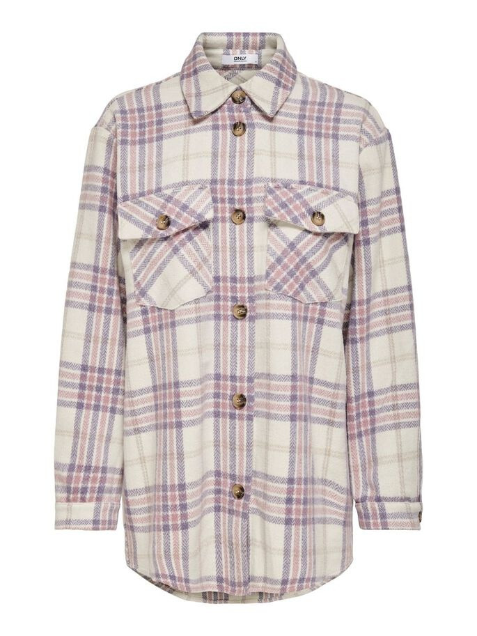 Куртка ONLVALENTINA L/S CHECK SHACKET OTW 15239157 Cloud Dancer-CHECK ONLY L Білий 15239157CloudDancer-CHECK
