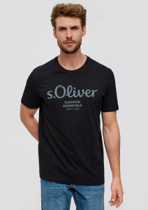 Футболка T-shirt à logo imprimé 2139909.99D1 s.Oliver L Чорний 2139909.99D1