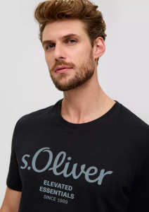 Футболка T-shirt à logo imprimé 2139909.99D1 s.Oliver L Чорний 2139909.99D1