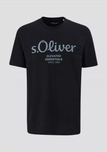 Футболка T-shirt à logo imprimé 2139909.99D1 s.Oliver L Чорний 2139909.99D1