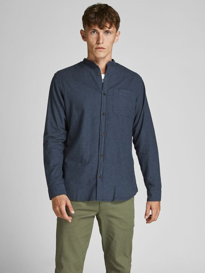 Сорочка JJEBAND HEATHER  SHIRT L/S STS 12189769-Navy Blazer-Fit:SLIM FIT Jack&Jones L Темно-синій 12189769-NAVY BLAZER-FIT: