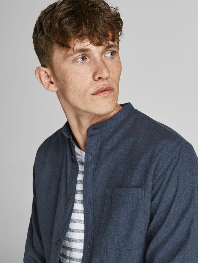 Сорочка JJEBAND HEATHER  SHIRT L/S STS 12189769-Navy Blazer-Fit:SLIM FIT Jack&Jones L Темно-синій 12189769-NAVY BLAZER-FIT: