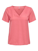Футболка ONLAVA S/S V-NECK MIX WOVEN TOP JRS 15224916 Tea Rose ONLY S Розовий 15224916TeaRose