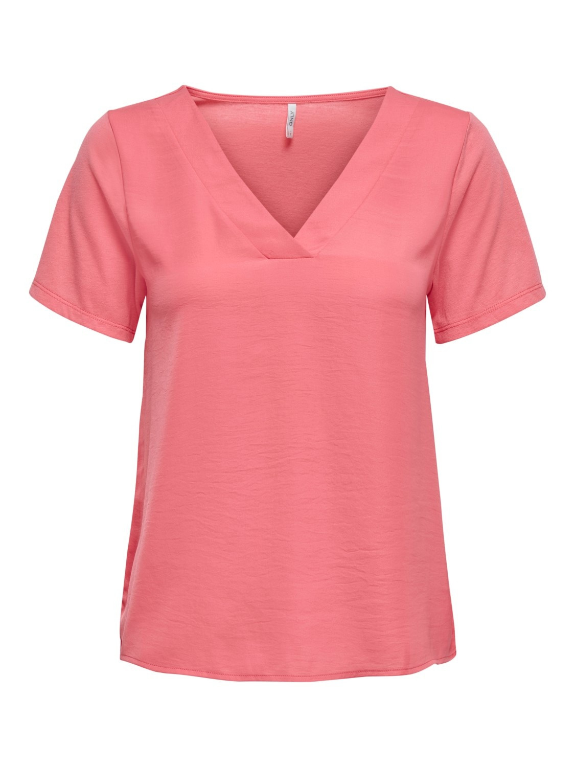 Футболка ONLAVA S/S V-NECK MIX WOVEN TOP JRS 15224916 Tea Rose ONLY S Розовий 15224916TeaRose
