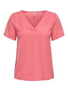 Футболка ONLAVA S/S V-NECK MIX WOVEN TOP JRS 15224916 Tea Rose ONLY S Розовий 15224916TEAROSE