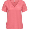 Футболка ONLAVA S/S V-NECK MIX WOVEN TOP JRS 15224916 Tea Rose ONLY S Розовий 15224916TEAROSE