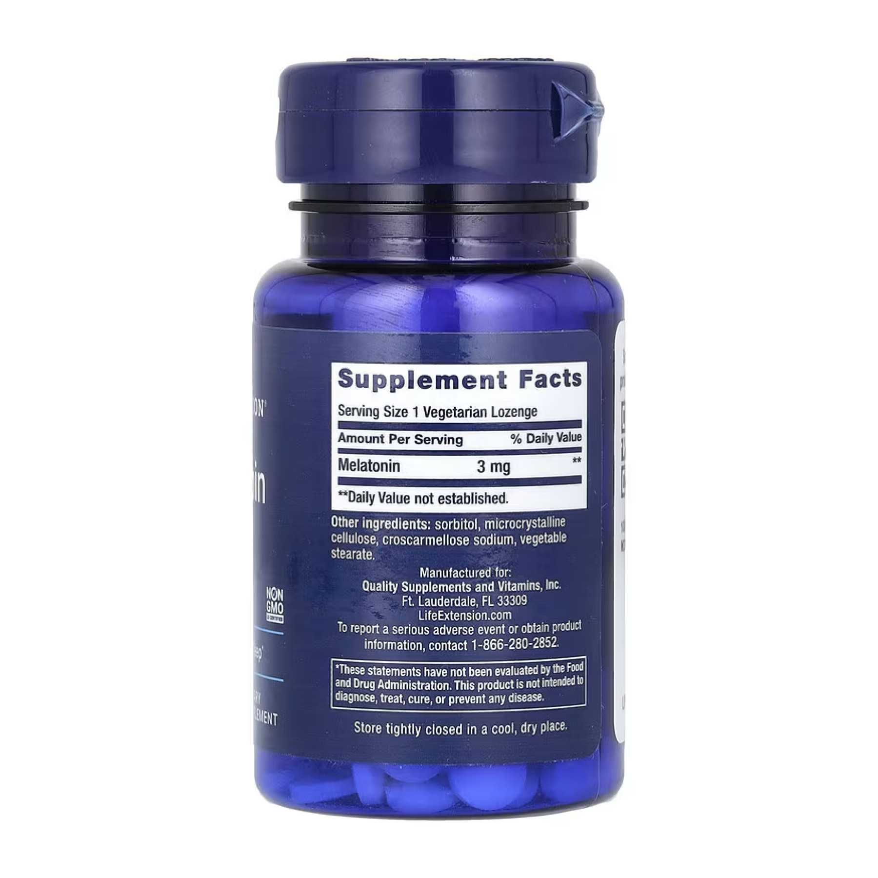 Таблетки Life Extension Melatonin 3mg - 60 vegetarian lozenges 2023-10-4283