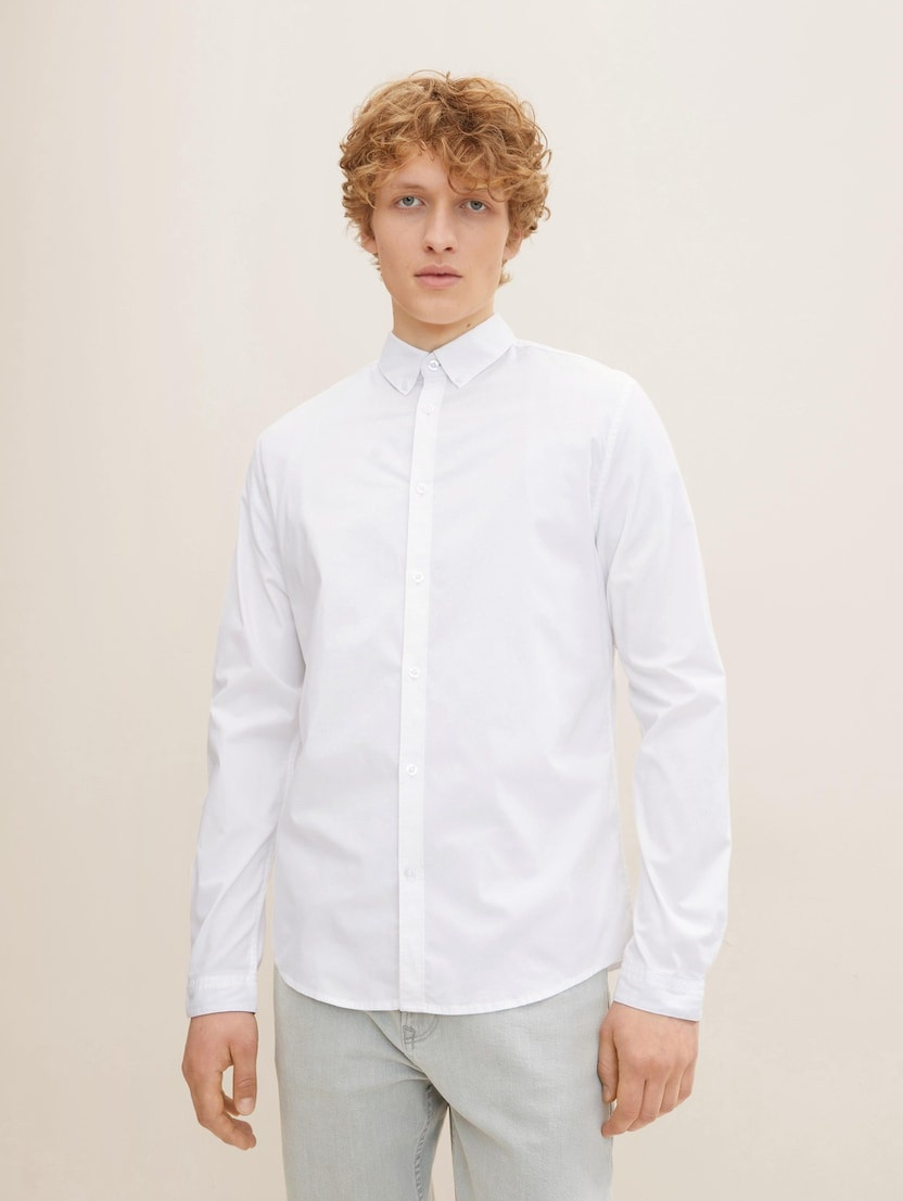 Сорочка fitted poplin stretch shirt 1032343-20000 Tom Tailor L Білий 1032343-20000