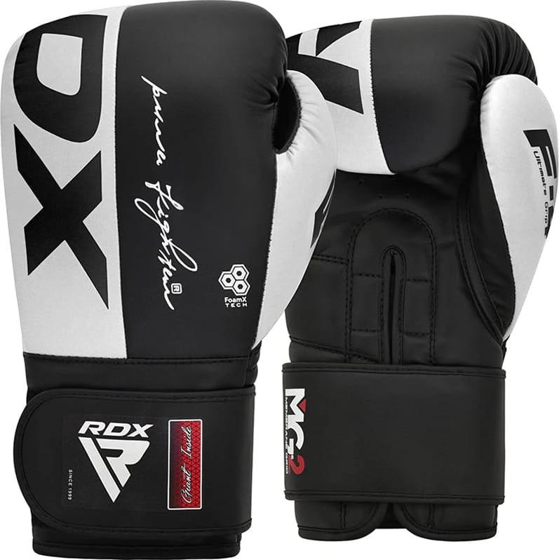 Рукавиці боксерські RDX BOXING GLOVES REX F4 чорний, білий 10 унцій (BGR-F4B) BGR-F4B