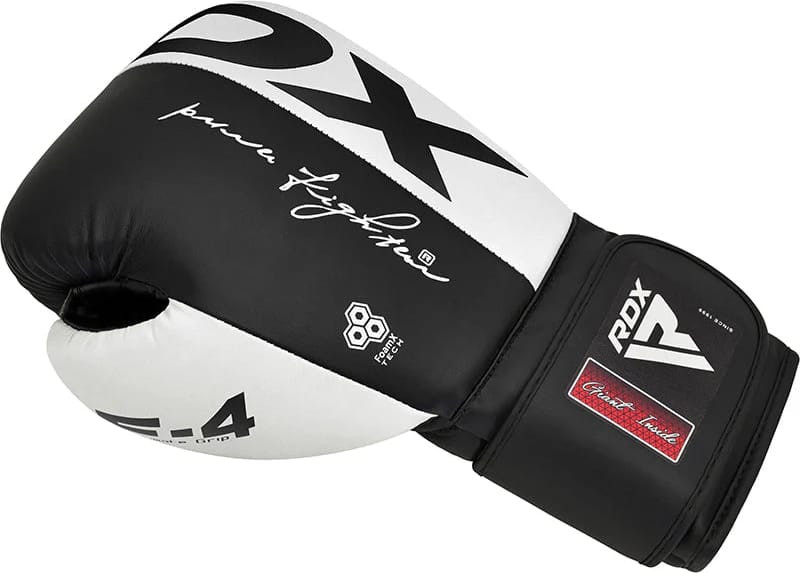 Рукавиці боксерські RDX BOXING GLOVES REX F4 чорний, білий 10 унцій (BGR-F4B) BGR-F4B