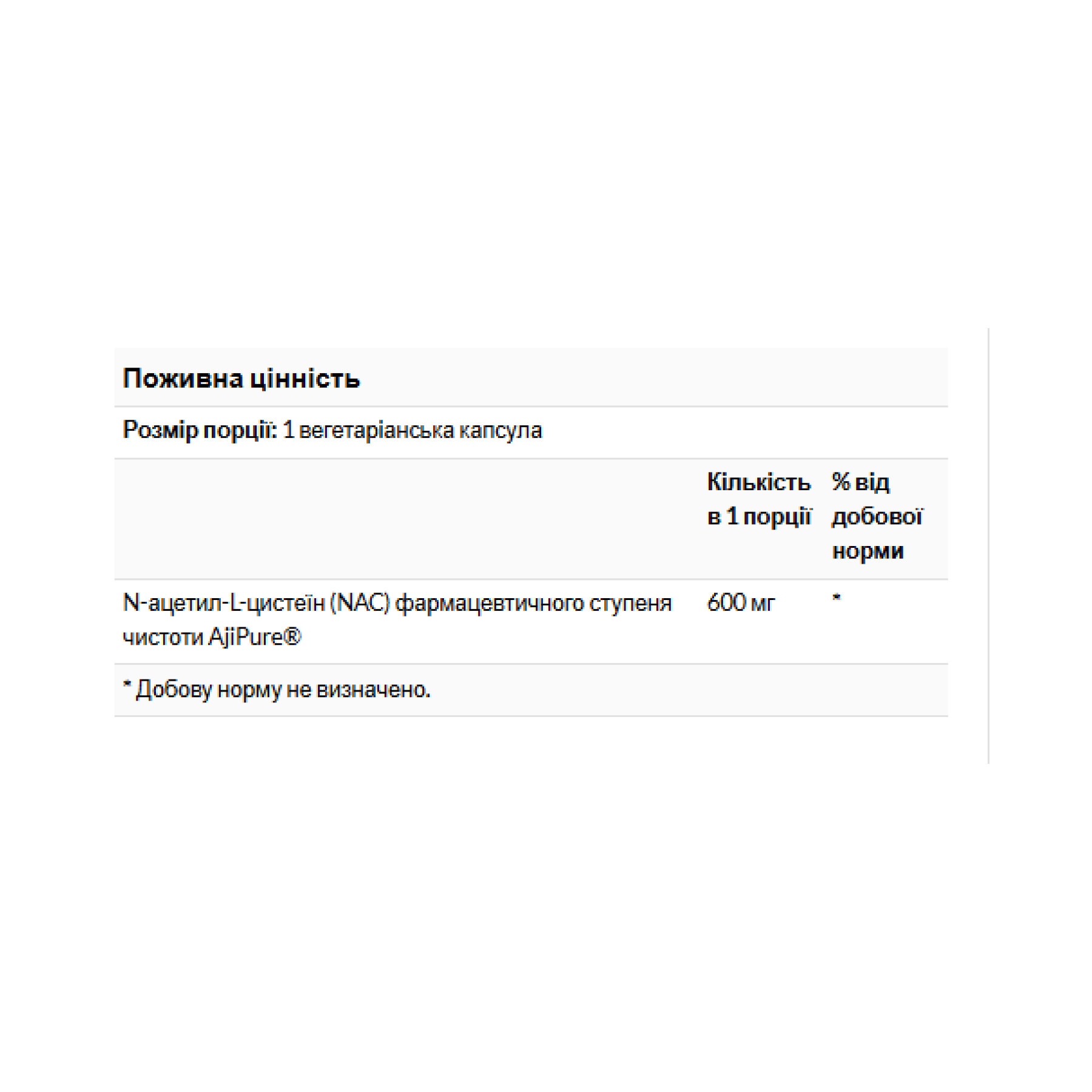 Капсули Swanson N-Acetyl L-Cysteine 600 mg - 60 caps 100-80-0992111-20