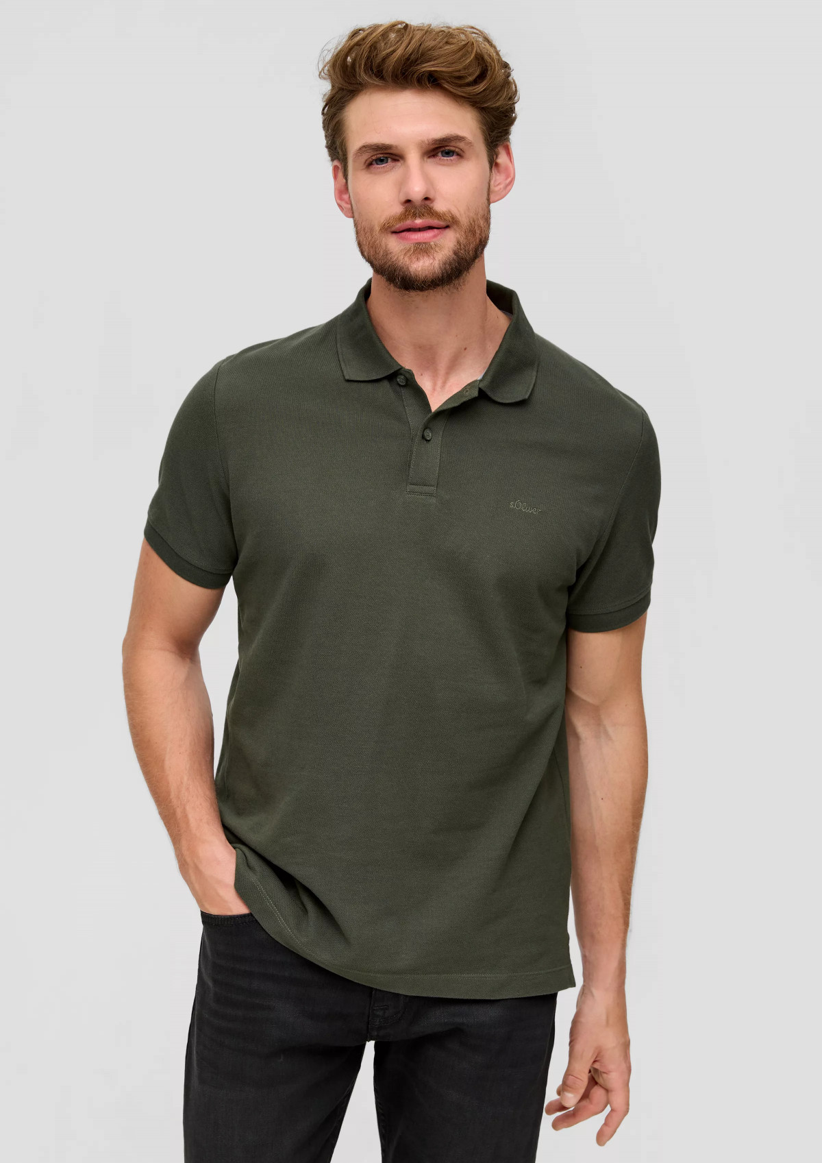 Поло cotton piqué polo shirt 2138262.7940 s.Oliver L Хакі 2138262.7940