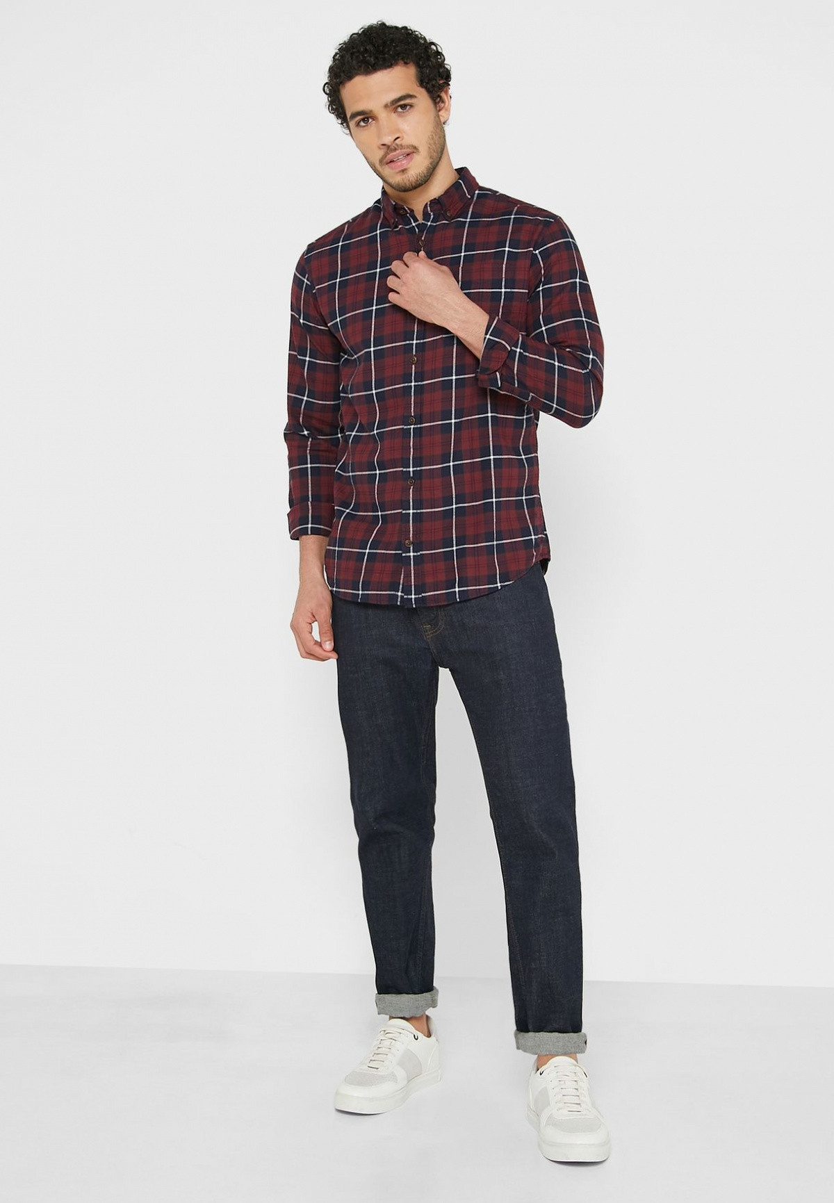 Сорочка JJECLASSIC DENVER CHECK SHIRT L/S STS 12189449-Port Royale-Fit:SLIM FITиJack&Jones M Бордови 12189449-PORT ROYALE-FIT: