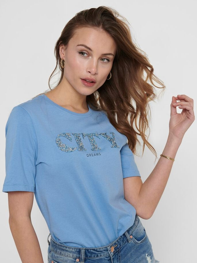 Футболка ONLBINA LIFE BOXY S/S BOX TOP JRS 15226031 Allure ONLY S Блакитний 15226031Allure