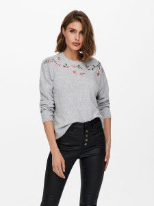 Пуловер ONLFIE LIFE L/S PULLOVER CC KNT 15232538-Light Grey Melange ONLY L Сірий 15232538-LIGHT GREY MELAN