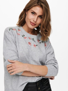 Пуловер ONLFIE LIFE L/S PULLOVER CC KNT 15232538-Light Grey Melange ONLY L Сірий 15232538-LIGHT GREY MELAN
