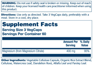 Капсули Magnesium Citrate 400mg - 180 vcaps 2022-10-1034