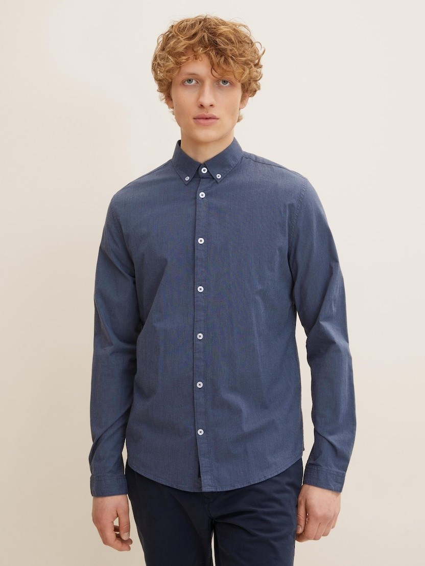 Сорочка fitted poplin stretch shirt 1032343-30218 Tom Tailor XL Темно-синій 1032343-30218