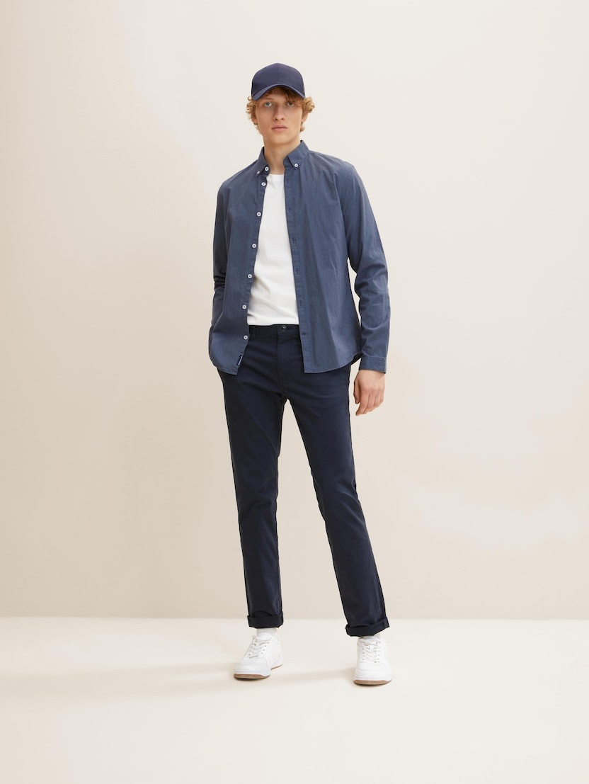 Сорочка fitted poplin stretch shirt 1032343-30218 Tom Tailor XL Темно-синій 1032343-30218